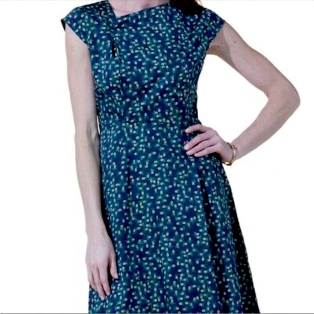 The Savile Row Navy Dress Pineapple Print Size 14